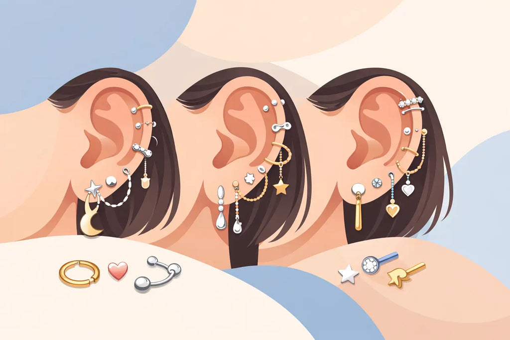 Multiple Ear Piercing Jewelry Combinations