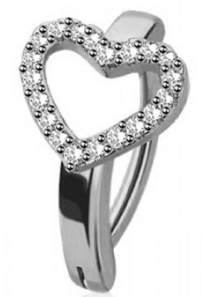 Belly Button Ring Navel gem CZ Heart Clicker