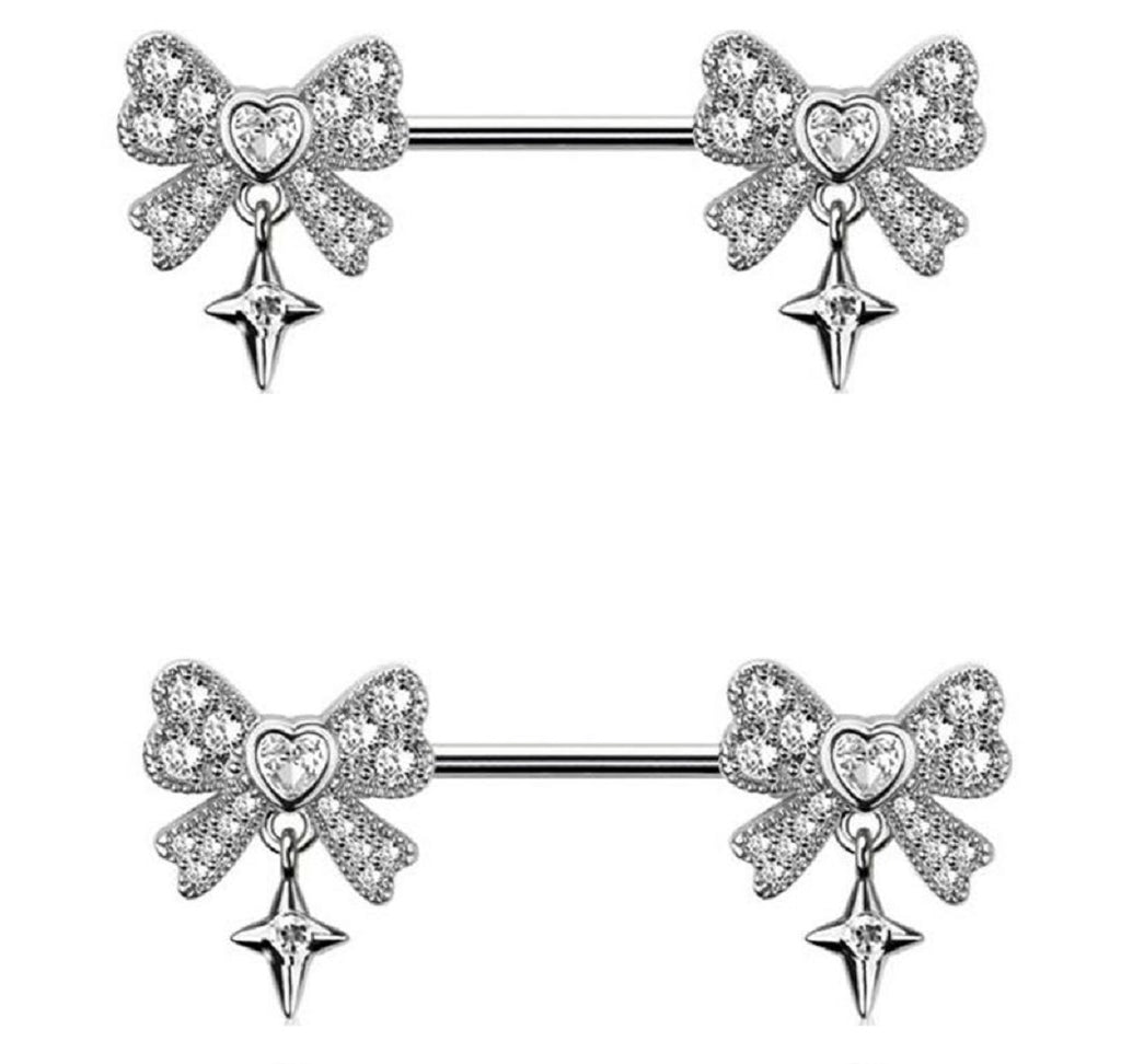 Nipple Ring Ribbon bow star heart Sold as a pair