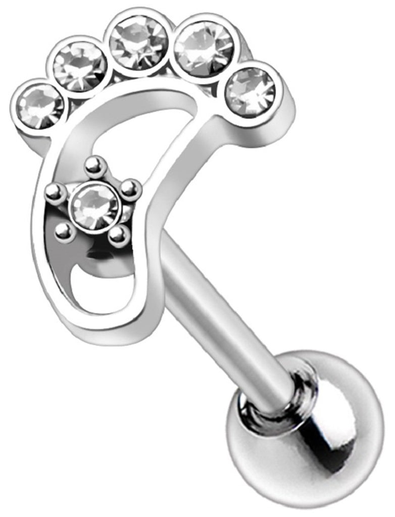 Body Accentz Labret 316L Stainless Steel Footprint Cartilage Earring Tragus