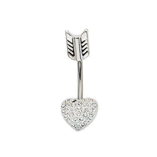 Belly Button Ring Navel Split Heart Arrow 316L surgical steel Body Jewelry