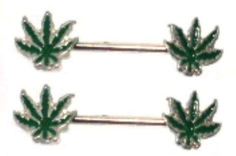 Nipple Ring Bars 14g 1/2 Forward Facing Pot Leaf Nipple Barbells