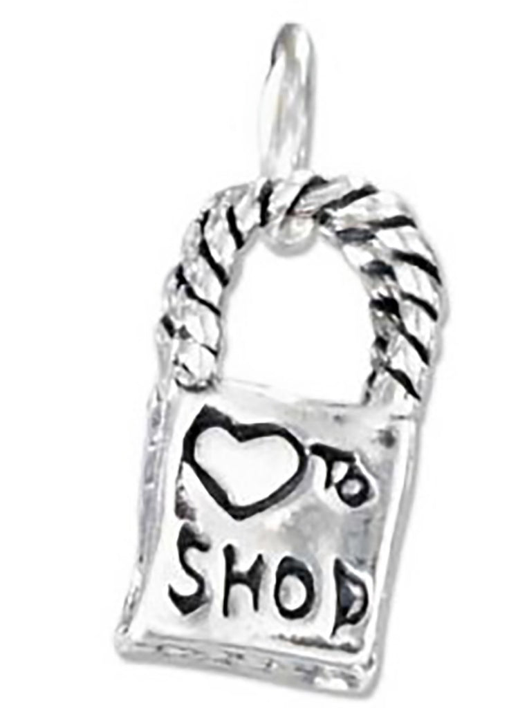 SS THREE DIMENSIONAL ''HEART TO SHOP'' SHOPPING BAG CHARM