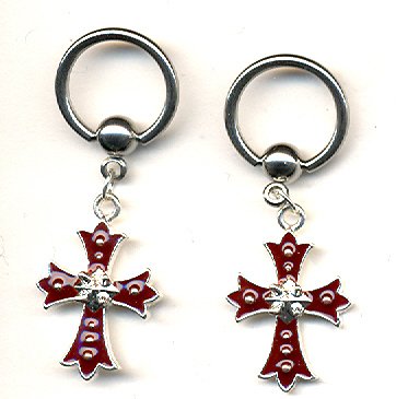 Body Accentz® Nipple Ring Cross Captive Bead Body Jewelry Pair 14 gauge - Sold as a pair