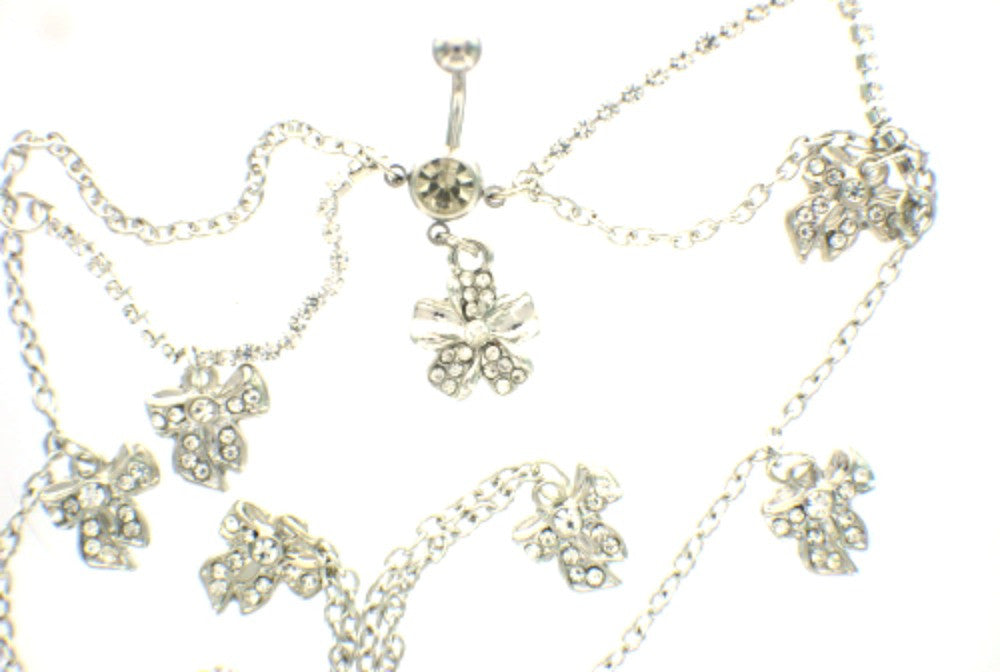 Body Accentz Belly Button Ring Navel Body Jewelry Dangle Waist Chain 14 Gauge Bow