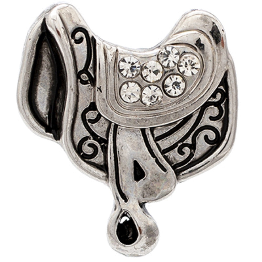 Silver Horse Saddle 18mm Snap Charms Buttons Interchangeable Jewelry Ginger Cowboy