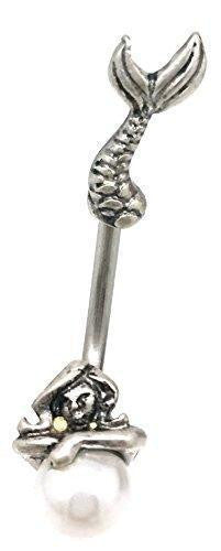 Belly Button Ring Navel Split Mermaid Faux Pearl 316L surgical steel Body Jewelr