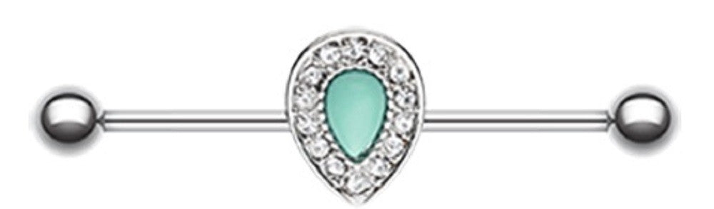 Industrial Barbell Avice Turquoise Teardrop 1 3/8 14g