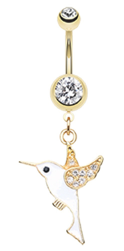 Belly Button Ring Navel Golden Hummingbird 14g