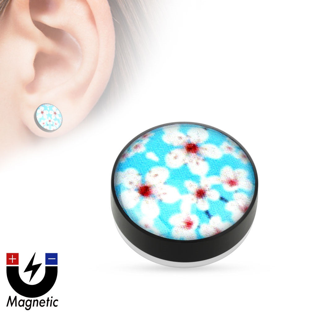 Earrings Rings Magnetic Sakura Flower Sold as a pair