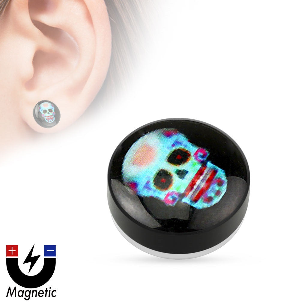 Earrings Rings Magnetic Sugar skull Sold as a pair