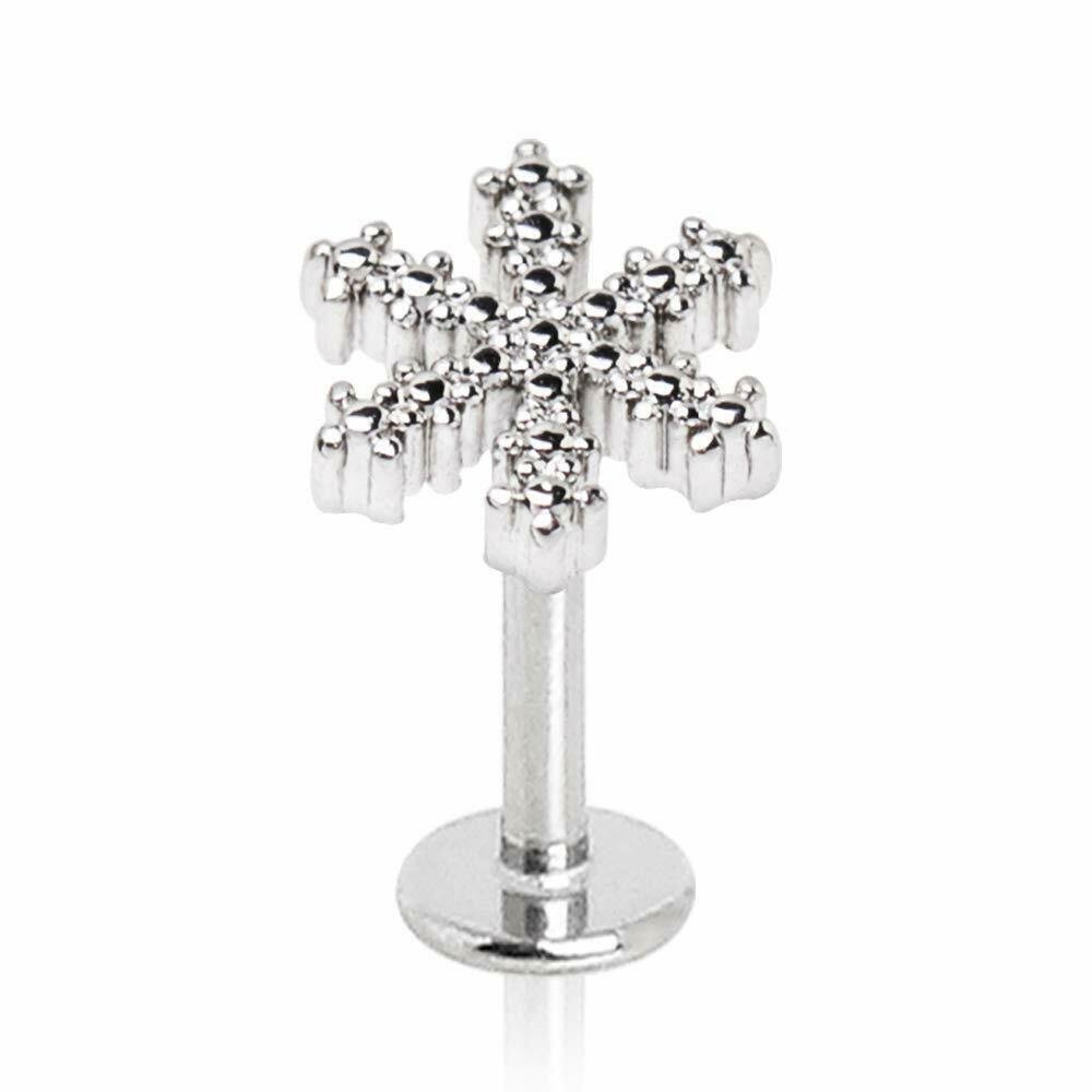 Body Accentz Jewelry 316L Stainless Steel Snow Flake Labret Snowflake Cartilage