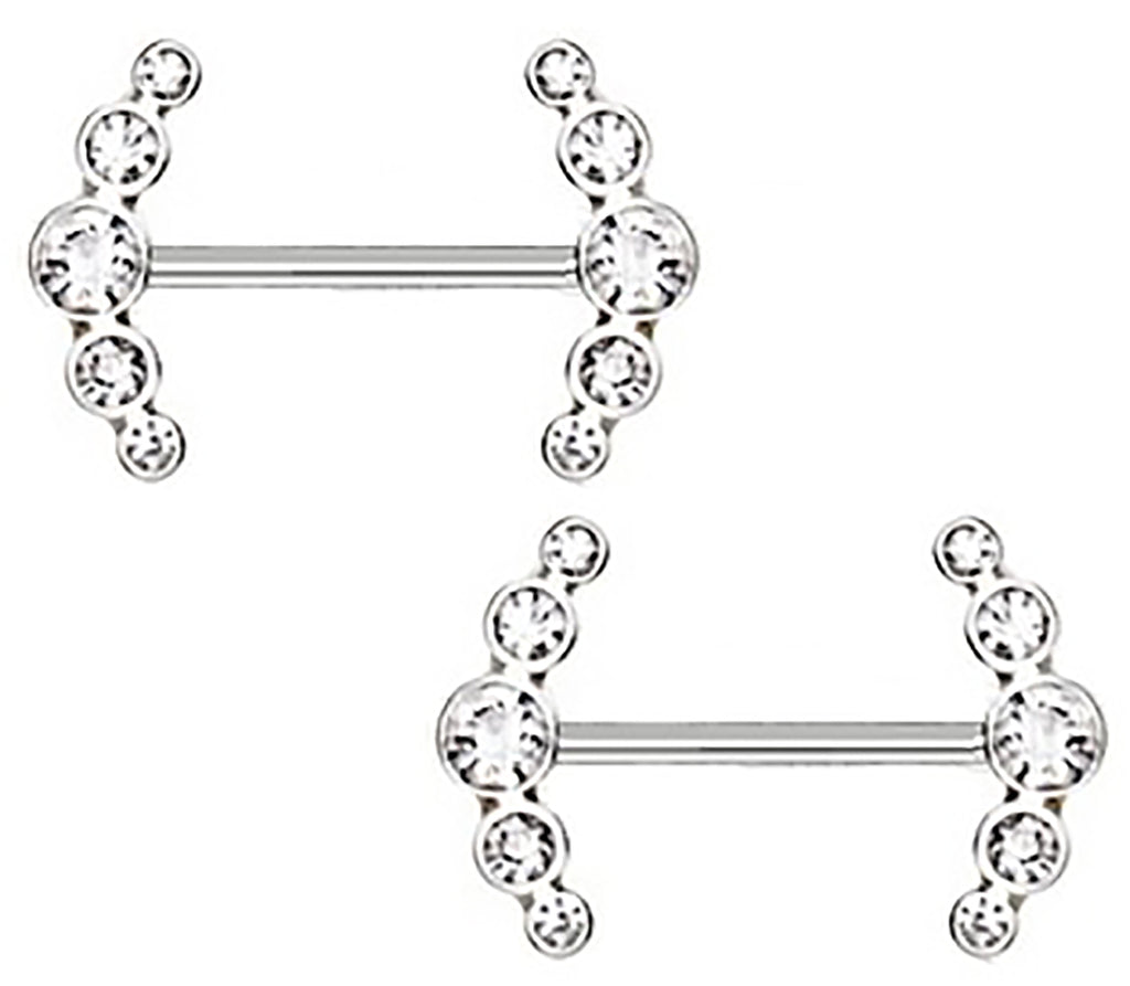 Nipple Rings 316L Stainless Steel Multi-CZ Nipple Shield Pair