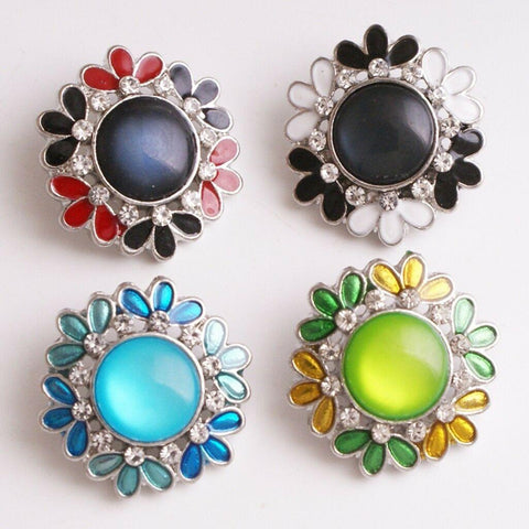 18mm  flower  crystal Metal Snap button jewelry Flower crystal