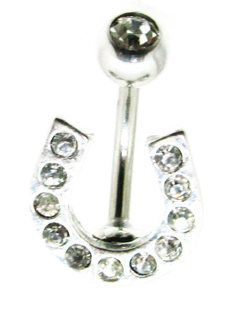 Belly Button Ring Navel Horse Shoe Body Jewelry Dangle 14 Gauge CH150