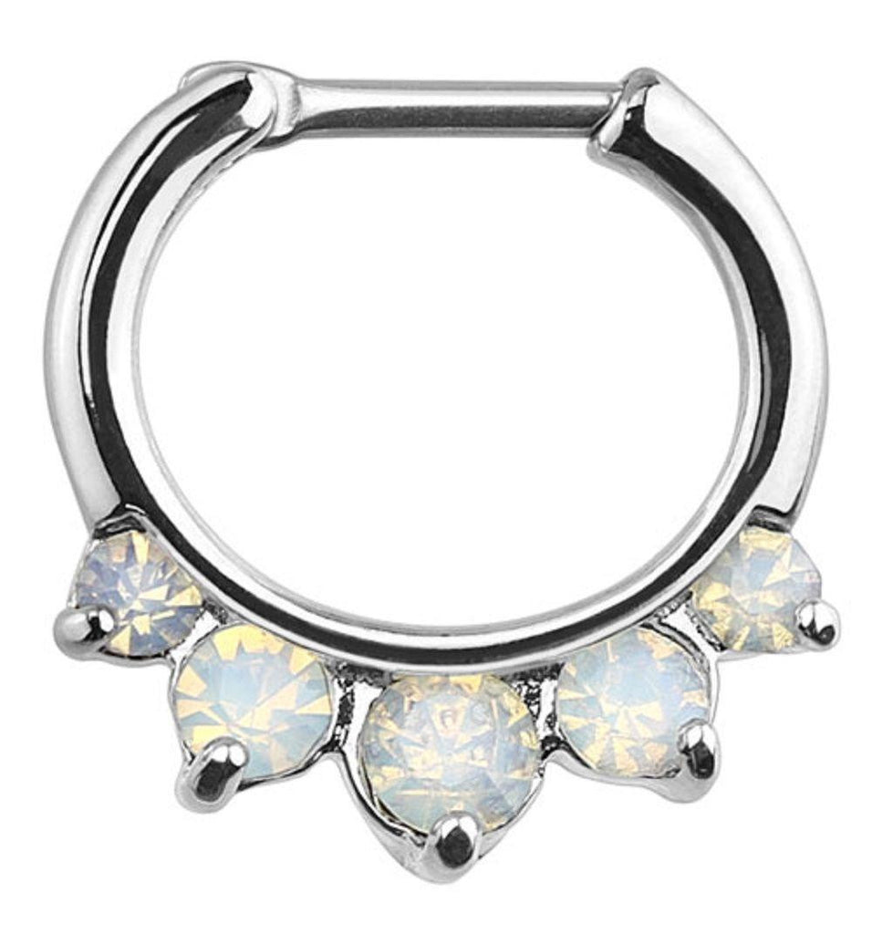 Five Pronged Opalites 316L Surgical Steel Septum Clicker Ring