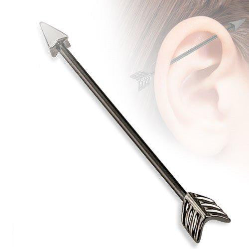 IndustriaL Bar 316L Surgical Steel Arrow Industrial Barbell 14 gauge 1 1/2
