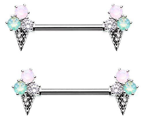Nipple rings Ice Scream Scoop Gem Nipple Barbell Bar Ice Cream Cone