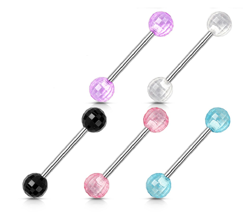 Tongue Ring Nipple Pack 5 Pcs Pack Acrylic Disco Ball Barbell 316L Surgical Steel bars