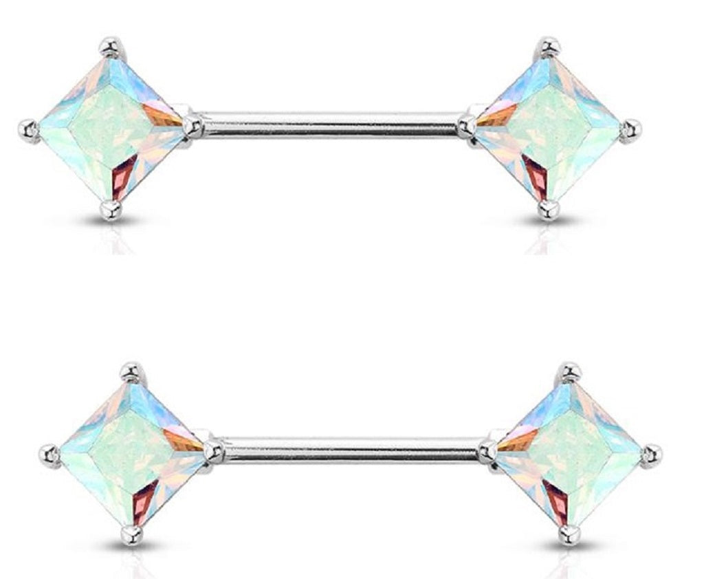 Nipple Ring Nipple Barbell Rhombus Princess Prong Setting Pair