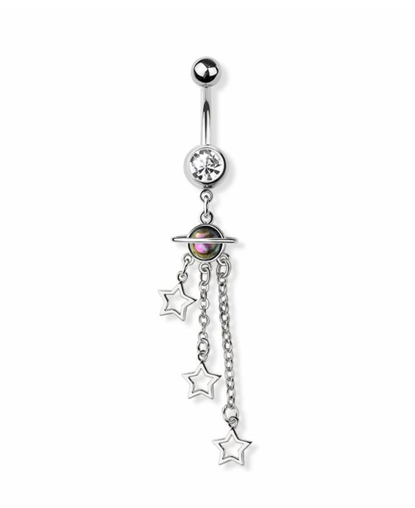 Belly Button Ring Navel Planet galaxy orbit star dangling
