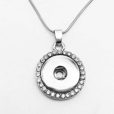 Snap button charm jewelry CZ pendant Necklace (fit 18mm snaps) crystal