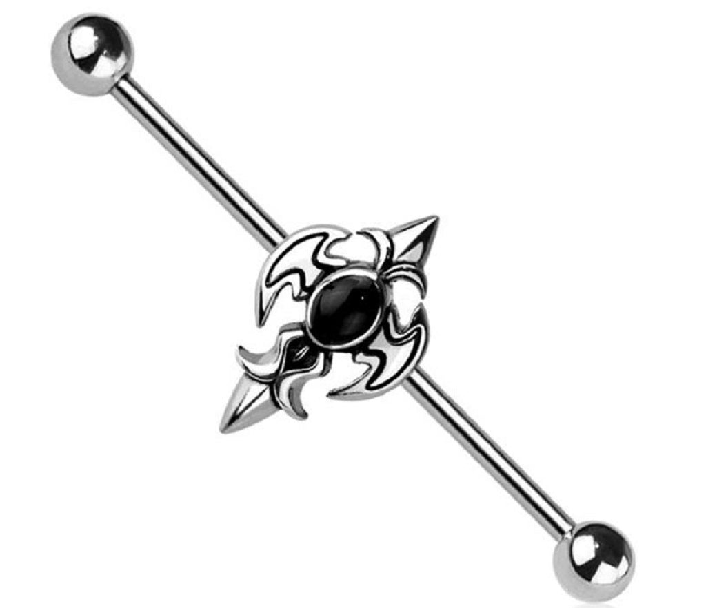 Industrial Barbell 316L Surgical Steel Bar Medieval Cross i 1 1/2