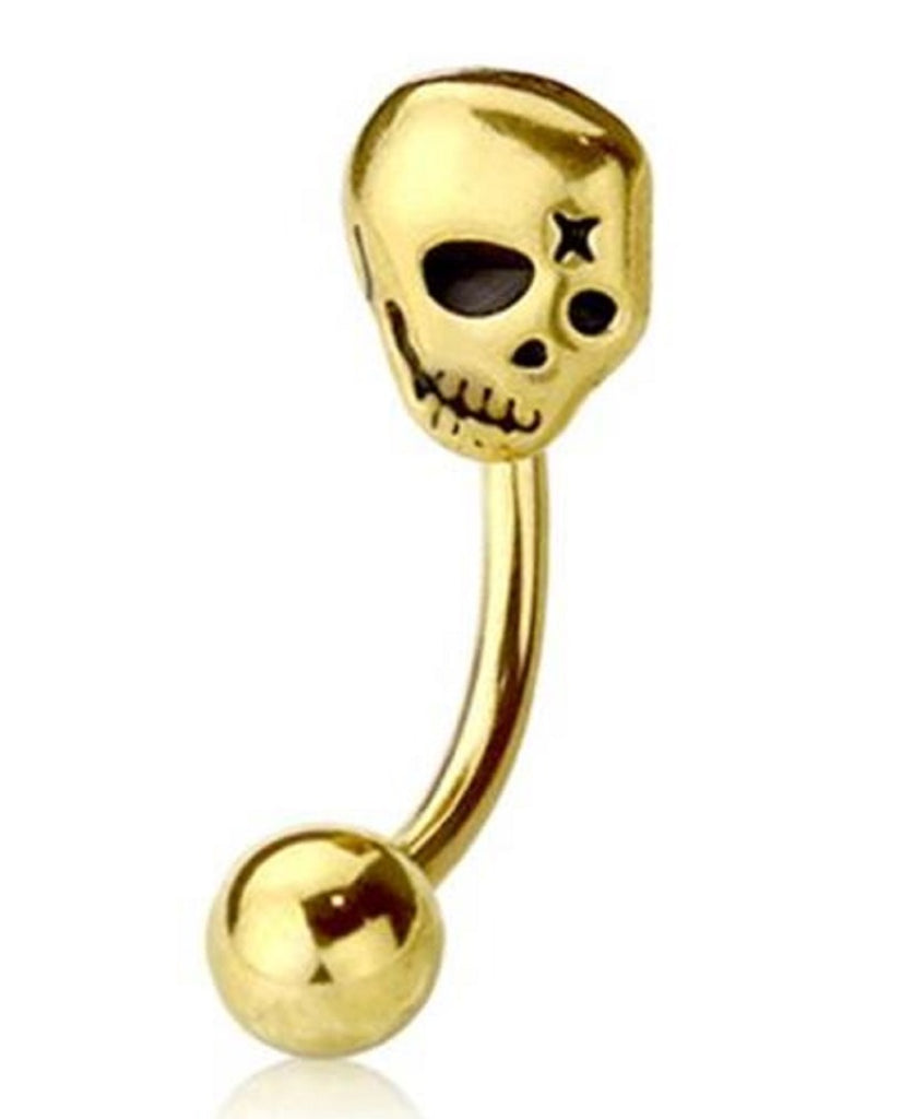 Eyebrow Ring Curved bar X skull head
