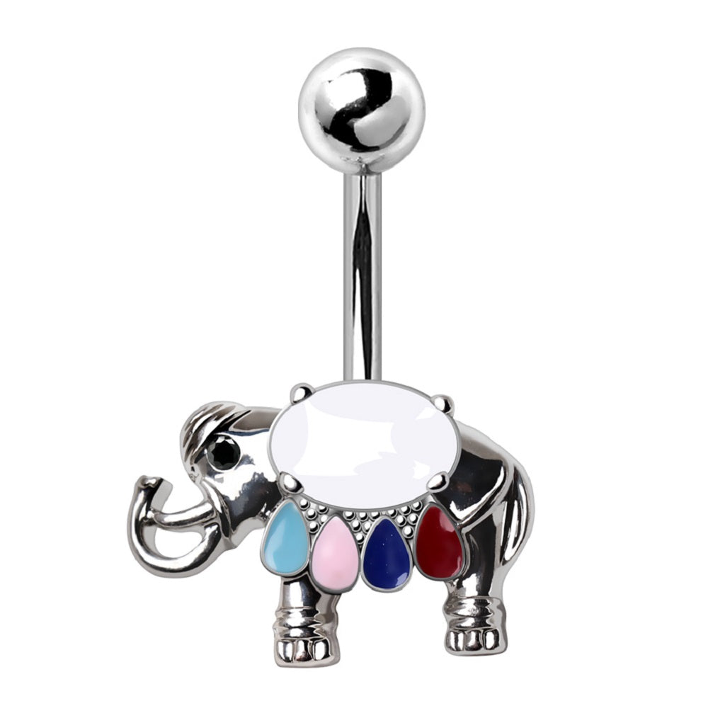 Belly Button Ring Navel Festive Elephant Teardrop