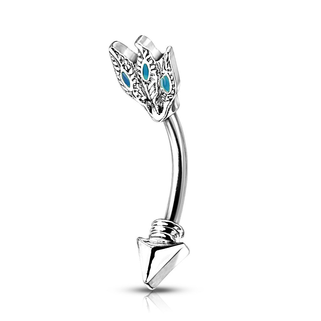 Eyebrow Ring Turquoise Feathers Tribal Arrow Surgical Steel Barbells