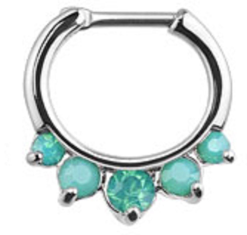 Five Pronged Opalites 316L Surgical Steel Septum Clicker Ring
