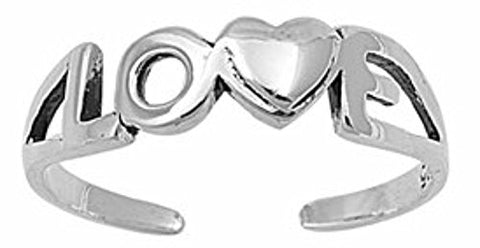 .925 Sterling Silver Toe Ring - Love