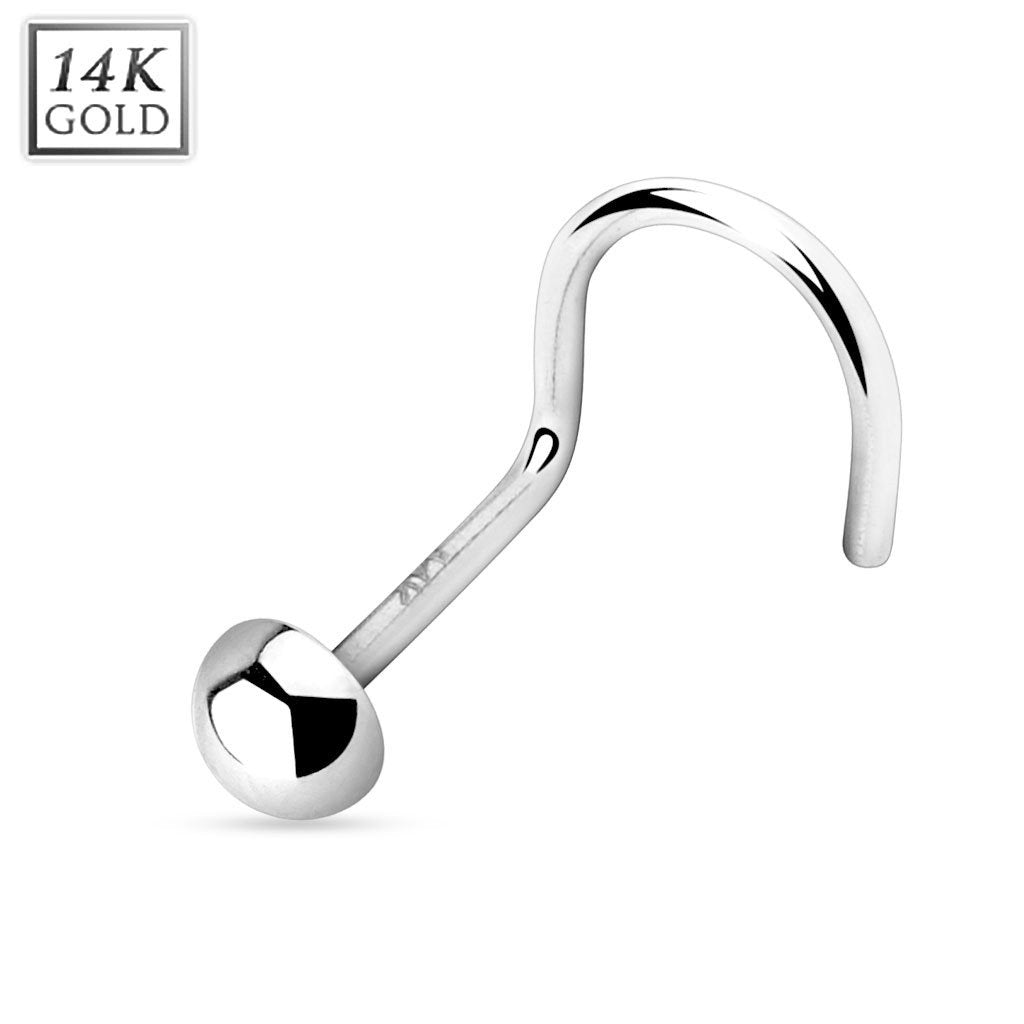 Body Accentz Flat Bottom Dome Top 14K White Gold Nose Screw