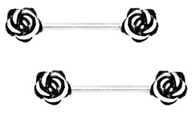 Body Accentz® Nipple Ring Rose Flower bar body Jewelry Pair sold as pair