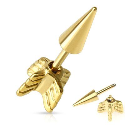 Tragus Arrow Gold IP Over 316L Surgical Steel Fake Plug 1pc