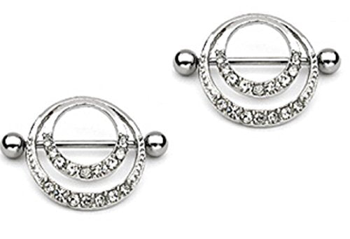 Body Accentz™ Nipple Ring Bars Shield Eternity Circle of Love Body Jewelry Pair 14 gauge Sold as pair