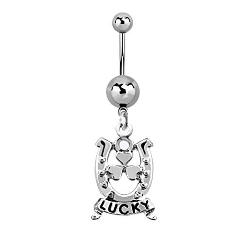 Belly Button Ring Navel horseshoe shamrock lucky banner 14 Gauge