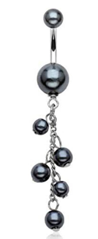 Belly Button Ring Navel synthetic pearl beads cascade