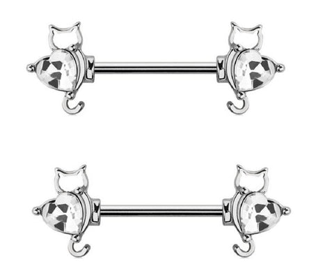 Nipple Ring Cat 316L Surgical Steel Sold as a pair