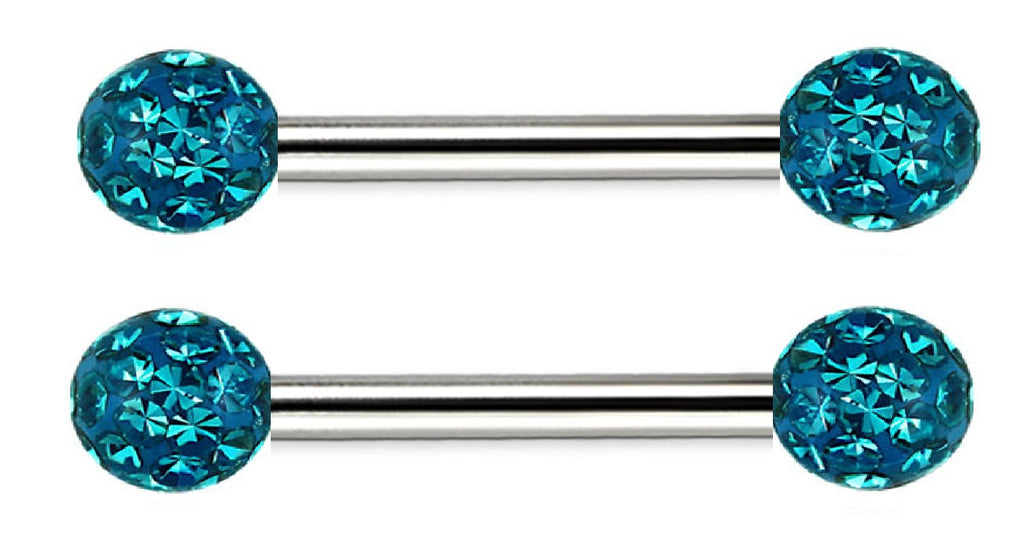 Nipple Ring 5mm ferido Nipple Barbell Sold as a pair Blue Zicron