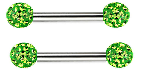 Nipple Ring 5mm ferido Nipple Barbell Sold as a pair L green