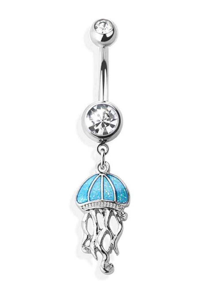 Belly Button Ring Navel jelly fish faux opal  Jellyfish