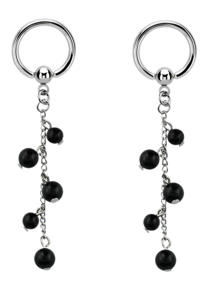 Nipple rings Stainless Steel Captive Bead chain with faux pearls dangle