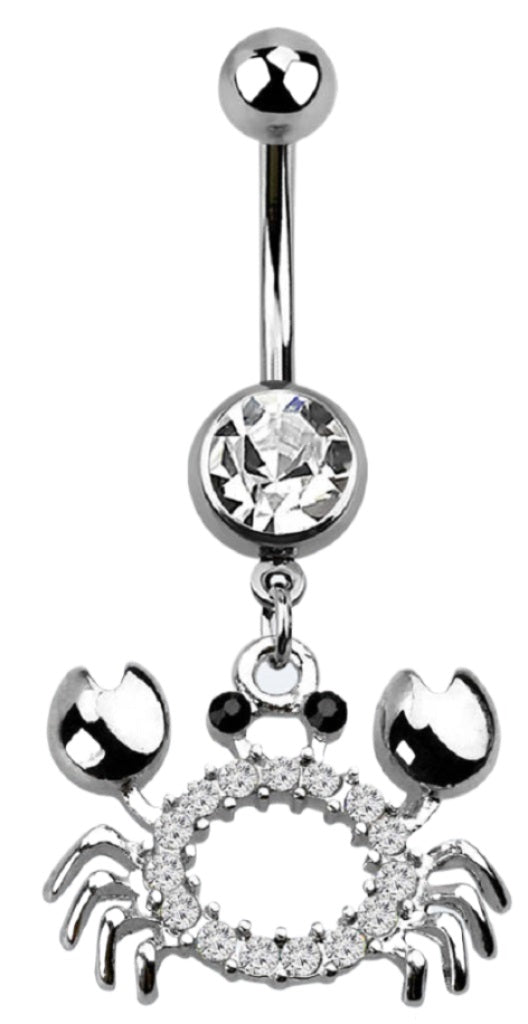 Belly Button Ring Navel Beach Crab dangle