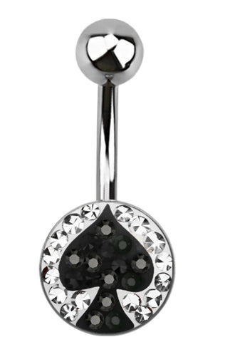 Belly Button Ring Navel Surgical steel belly button ring  disk ferido  gems spade design