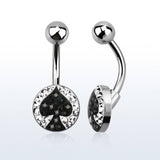 Belly Button Ring Navel Surgical steel belly button ring  disk ferido  gems spade design