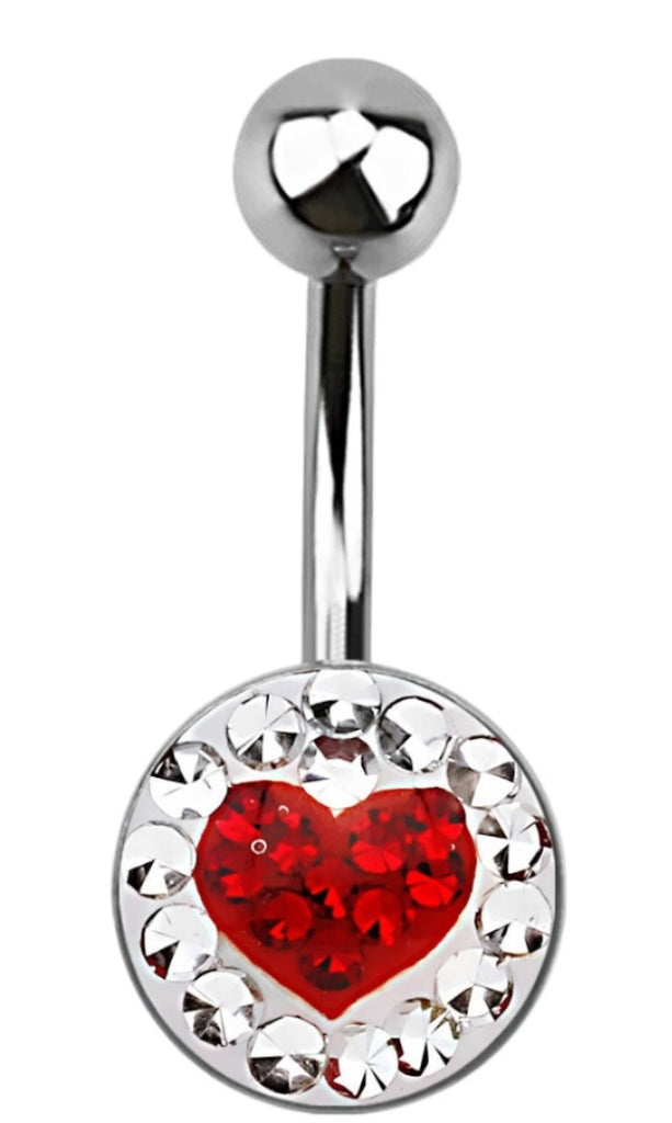 Belly Button Ring Navel Surgical steel belly button ring  disk ferido  gems heart design