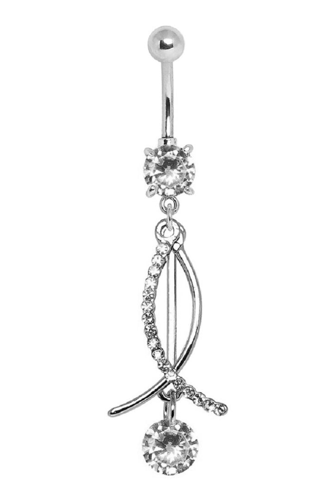 Belly Button Ring Navel Surgical steel Multi CZ Ichthys Fish