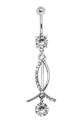 Belly Button Ring Navel Surgical steel Multi CZ Ichthys Fish