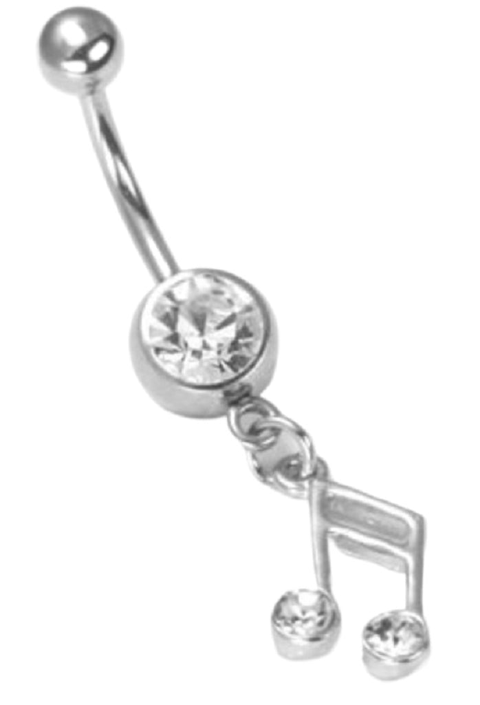 Belly Button Ring Navel Crystal Jeweled Musical Note Dangle